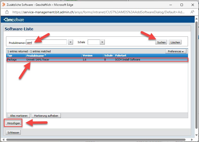 Ordine del software Remedy MAC SAML-Tracer