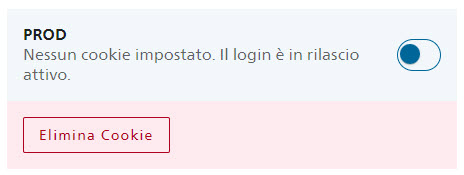 Visualizzazione dello stato iniziale del canary Cookie con pulsante di attivazione/disattivazione e cancellazione del cookie.