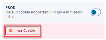 Immagine per eliminare il cookie Canary nella fase eIAM PROD.