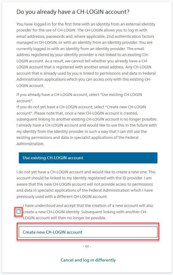 Instructions on whether to use an existing account or create a new one for this.