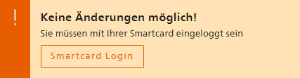 Anzeige, dass Sie sich mit der Smartcard anmelden müssen.